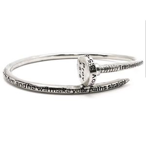 Proverbs 3:5-6 Nail Bangle-silver
